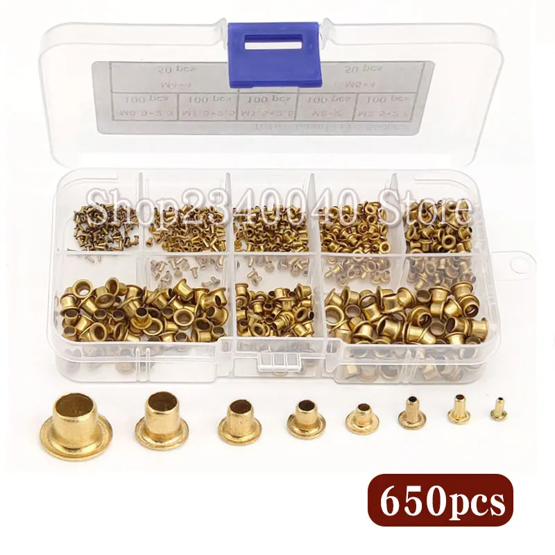 Copper Rivets Assortment kit 650Pcs/set M0.9-M5 Tubular Rivets Double-sided Circuit Board PCB Nails Copper Hollow Rivet Nuts Kit