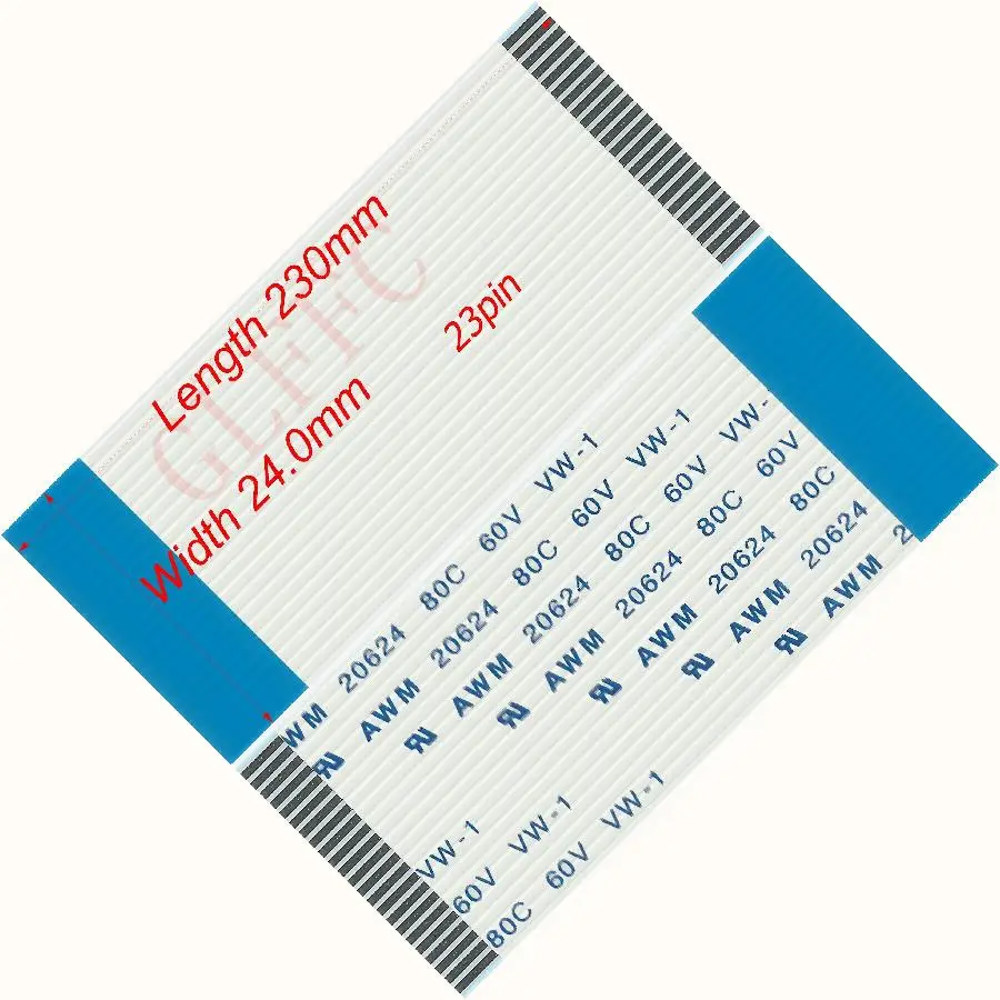 23pin 1.0pitch 230mm-250mm B-type Flexible Flat Cable FFC awm 20624 ROHS for TTL LCD DVD Computer