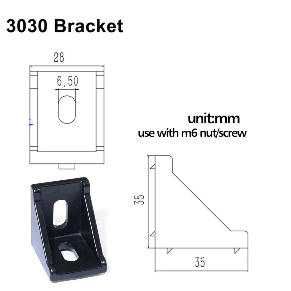 10 20 peças 2028 3030 ranhura preta 6/8mm ângulo de canto g suportes conector fixar conector acessórios de perfil de alumínio