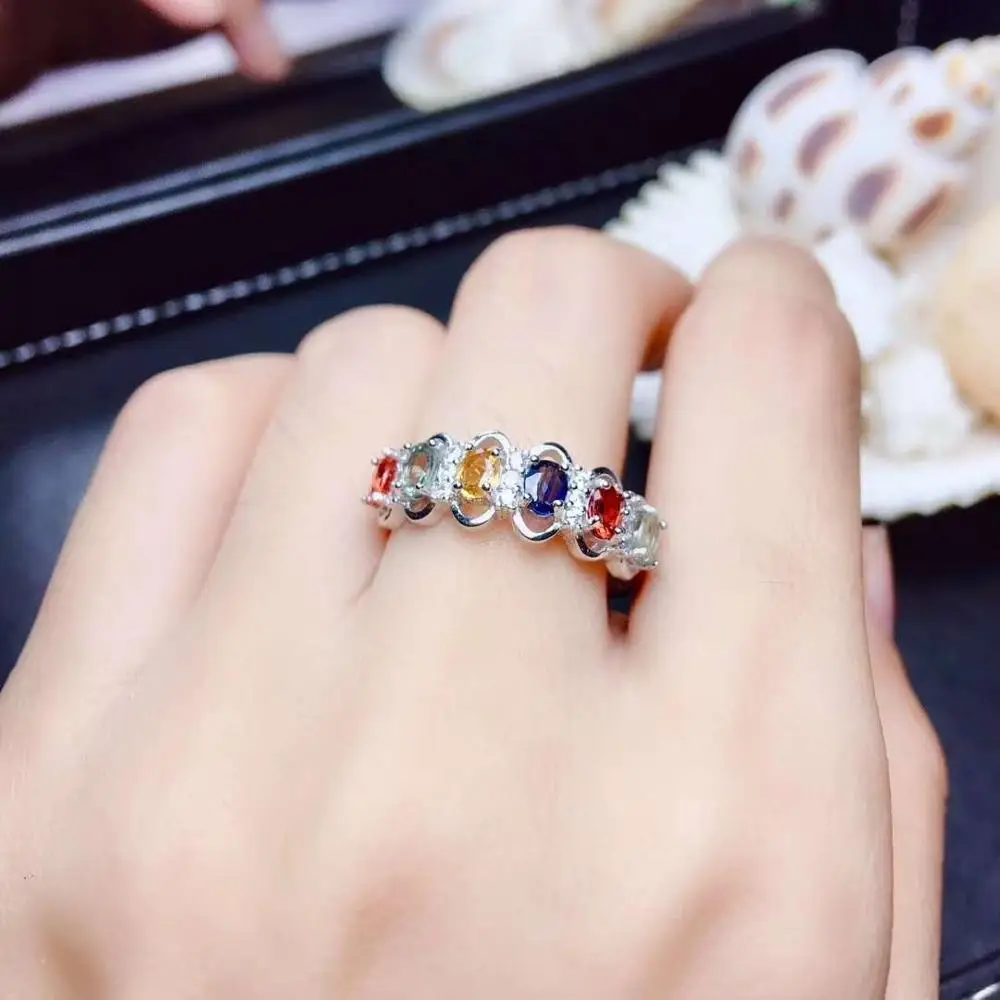 Fine jewelry 925 sterling silver inlaid Natural And Real Sapphire gemstone popular ring fashion Ring