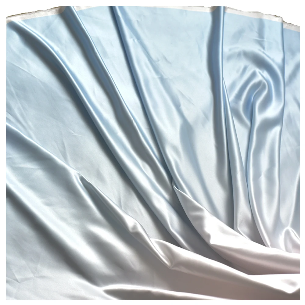 Satin Fabric 1 Meter Sky Blue Gradual Color Change Cloth Sewing Garments Bridal Wedding Dress 150cm 59\