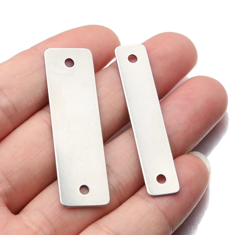 Stainless Steel Rectangle Flat Bar Stamping Blank Plates Connectors Metal Tag For Engraving Diy Jewelry Bracelet Necklace Making