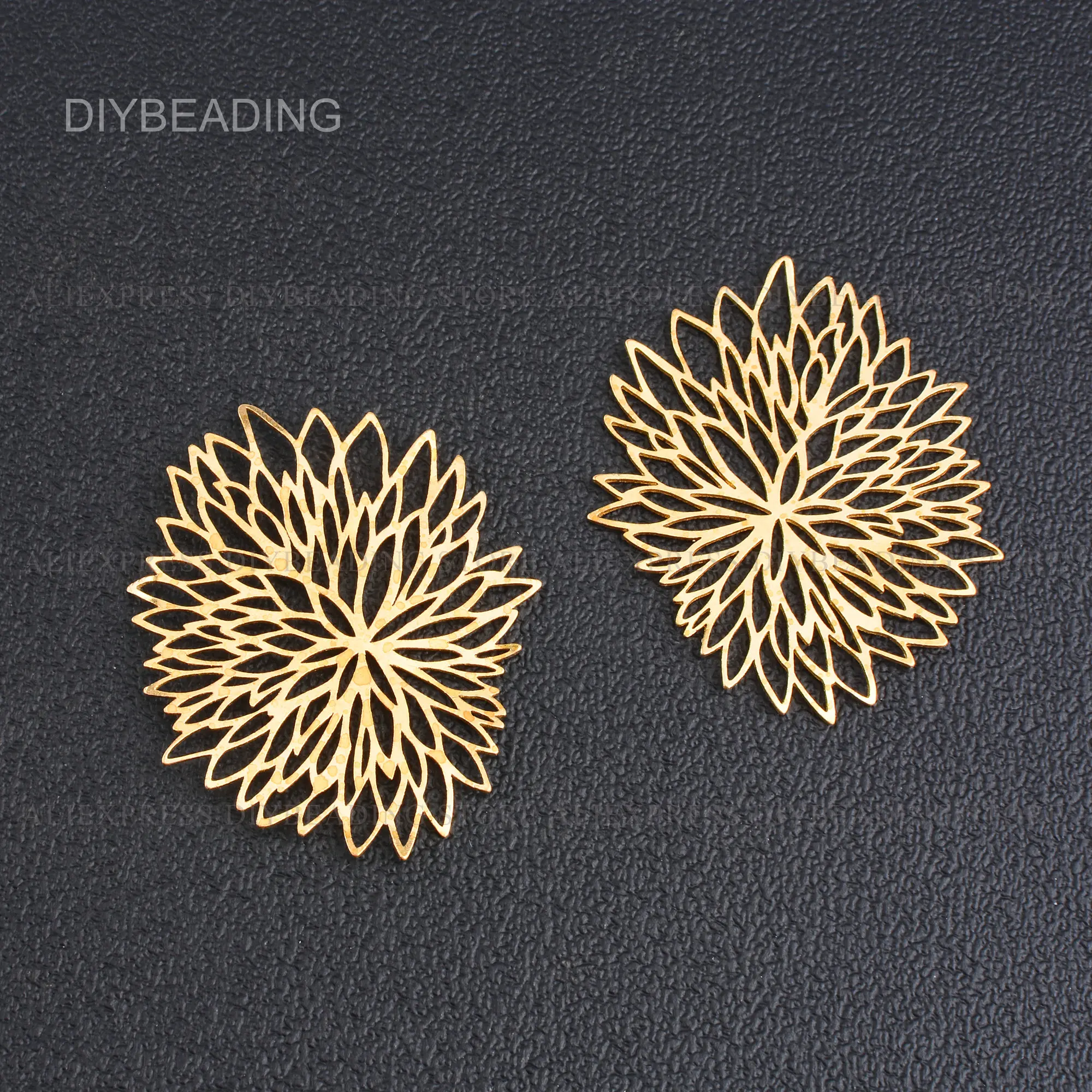 2-100 Pcs Brass Charms Finding Extra Large Flower Unique Connector Chrysanthemum Shape Oversized Pendant for DIY Jewelry