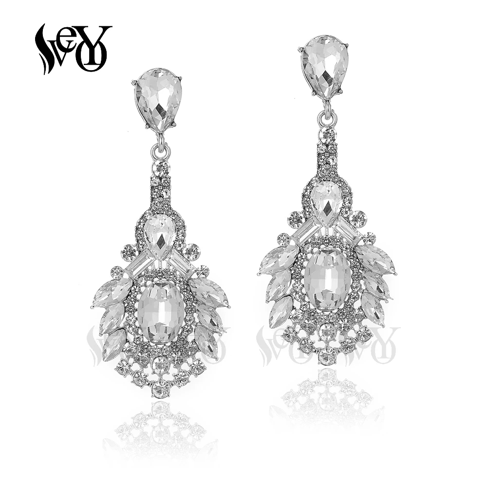 VEYO Luxury Crystal Drop Earrings Trendy Bridal Dangle Earrings Fashion Jewelry for Women Gift New Wholesale