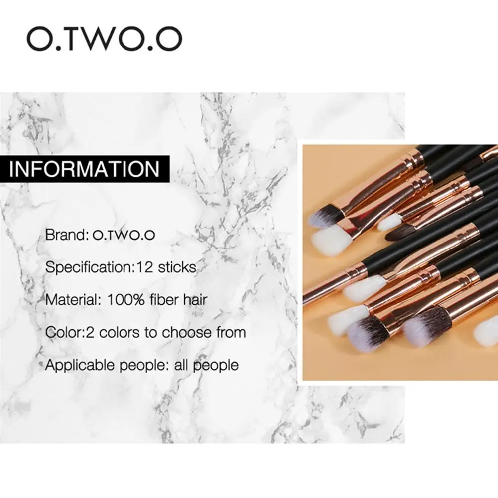 O.TW O.O 12 sztuk czarny różowy makijaż zestaw pędzli do powiek drewna uchwyt Eyeshadow brwi Eyeliner szczotki zestaw do makijażu