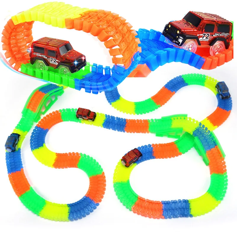 

120-900pcs Creative Flexible Railway Flexible Tracks Glowing Racing Track Set Glow In Dark Toys Led Car Toy For Children Toys