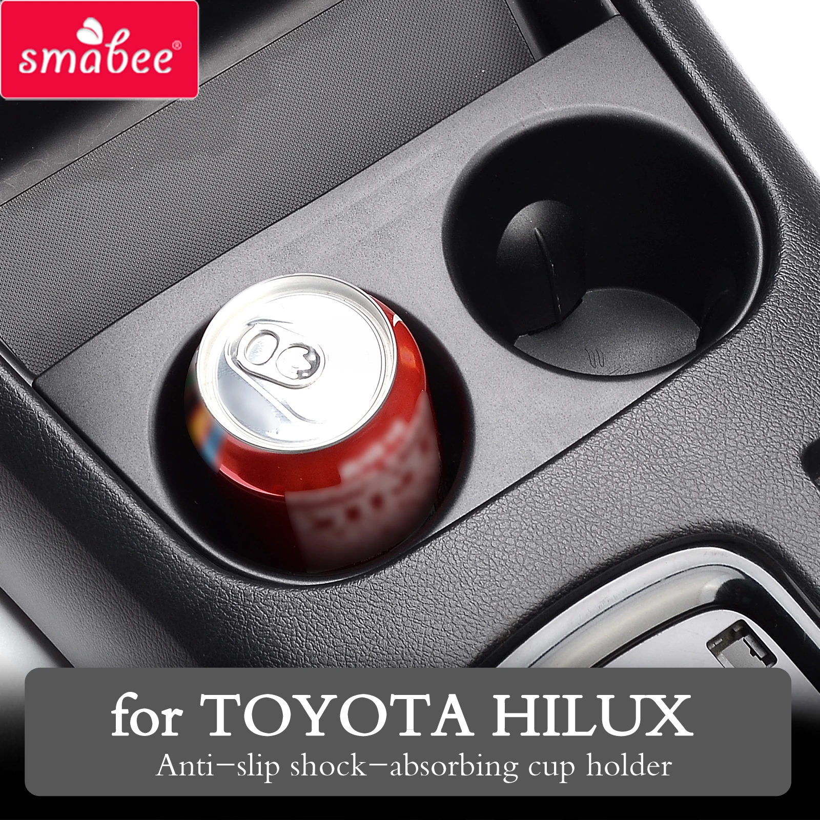 Smabee Anti-Slip Shock-absorbing Cup Holder for Toyota Hilux SR5 4x4 2015 - 2022 REVO Accessories Central Control Storage Box