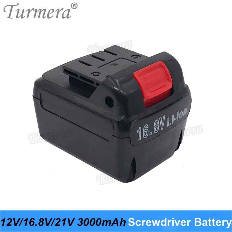 Turmera-Batería de destornillador inalámbrico, taladro eléctrico de 12V, 16,8 V, 21V, 3000mAh, cargador para herramientas eléctricas
