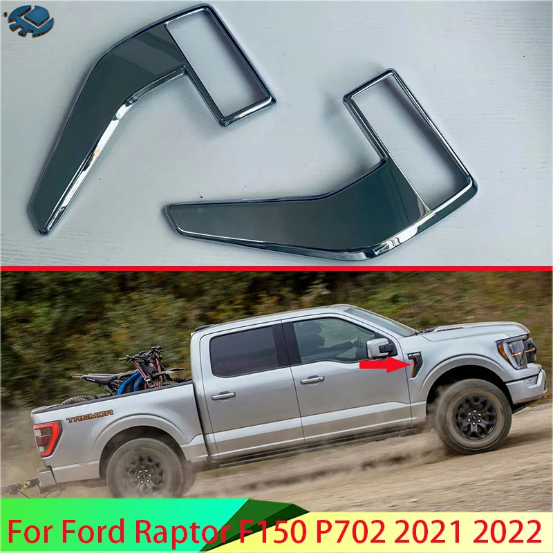 

For Ford Raptor F150 P702 2021 2022 Car Accessories ABS Chrome Air Flow Vent Fender Trim Badge Sticker