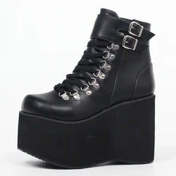 JIALUOWEI 11cm High Heel Unisex's Lolita Punk Fashion Gothic Creepers Shoes Halloween Costumes Steampunk Ankle boots Size5-15