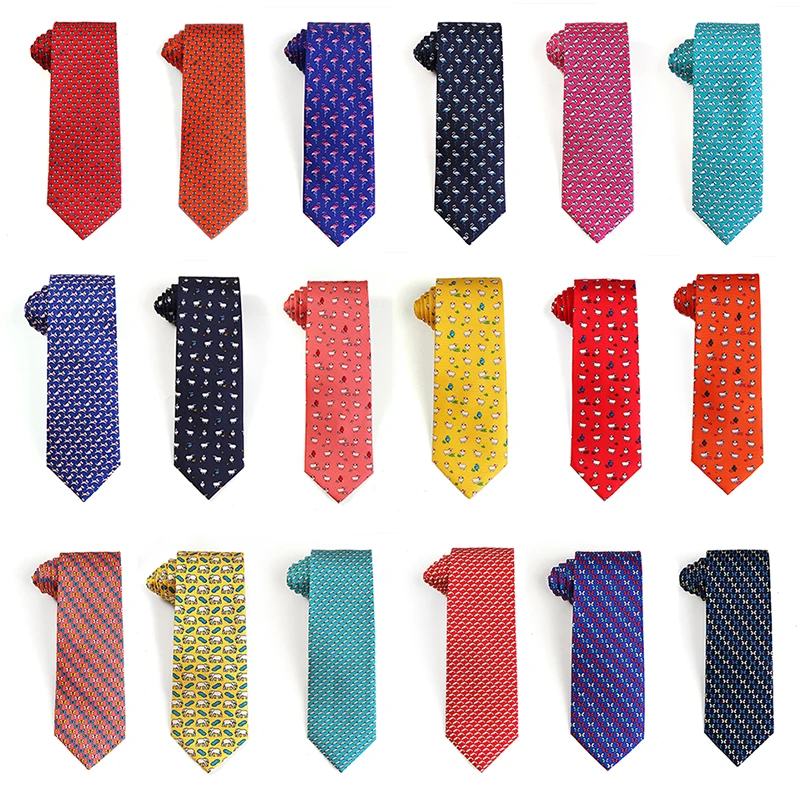 Tailor Smith New Fashion Printed Animal 100% Silk Ties Sheep Butterfly Puppy Elephant Men Premium Silk Neckties