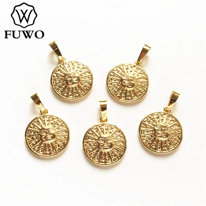 

FUWO Wholesale High Quality Brass Sun Shape Pendant With Gold Filled Anti Fading DIY Jewelry Making Accessories 10pcs/Lot B012