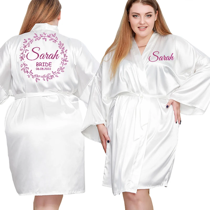 Personalized Custom Name 4XL Big Size Print Wedding Bride Team Robes Bridal Party Robes Bridesmaid Robes gift