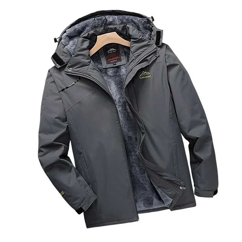 L to 8XL Outdoor Sport Coat Men Hunting Jacket Winter Warm Overcoat New Windproof Waterproof Hooded Fleece Lining Windbreaker