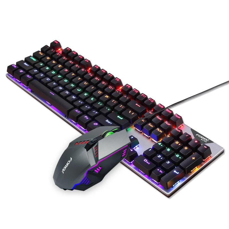 

Mechanical Keyboard with Green Axis Gaming Keyboard and Mouse Full key Conflict Free for PC Gaming Computers 104 Keys USB Wired