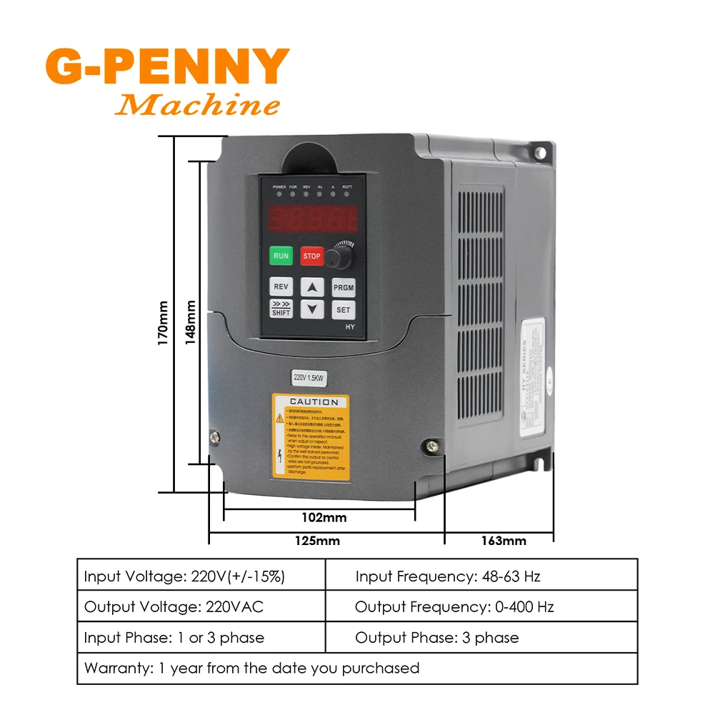 Air Cooled Spindle 1.5KW ER16 CNC Spindle Motor 220v 4 PCS bearings Wood working spindle & 1.5KW HY Inverter & 80mm Bracket