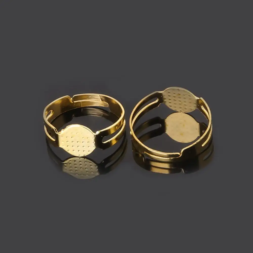 40Pcs Open Ring Circle With Pad Adjusted 18mm Flat Ring Base Gold Silver Bronze Plated For Jewelry Making