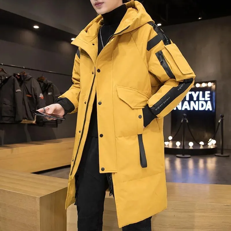 2021 Thick Warm Men Winter down Jacket Casual Loose long coat Oversized Hooded Red Clothes for lovers girls snow cold weather