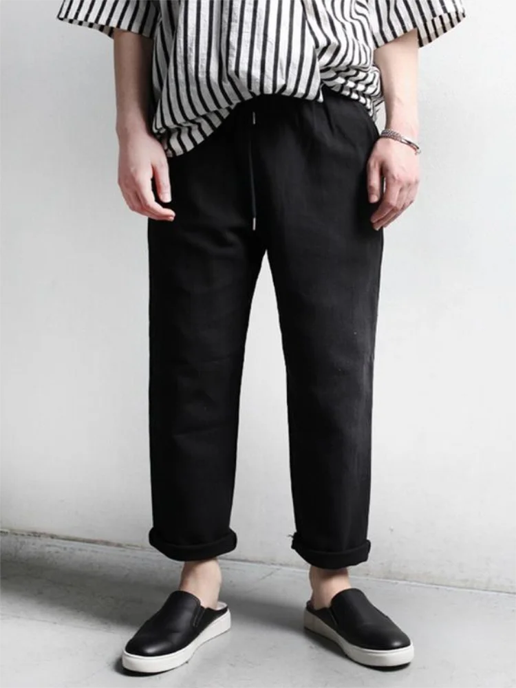 

Men's Trousers Fashion Trend All-Match Pure Color Simple Straight Tube Wide Leg Loose Leisure Nine Minutes Pants