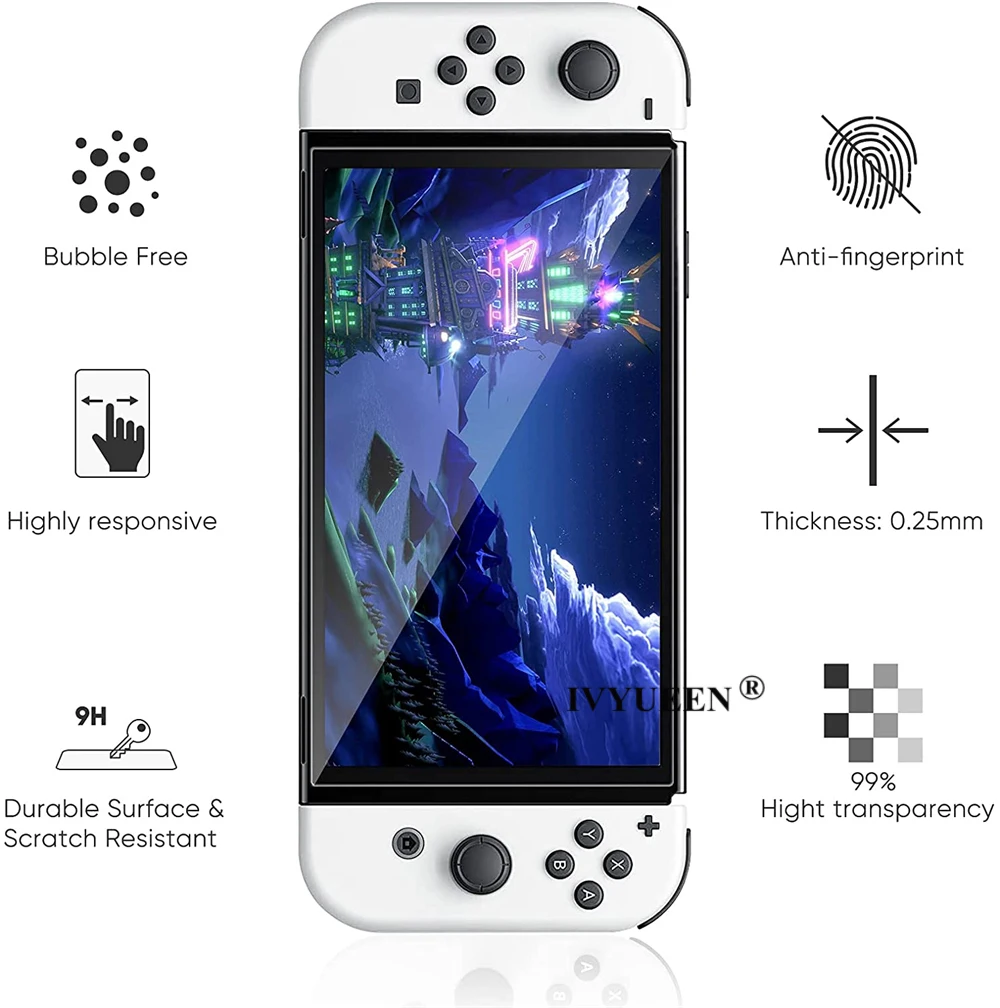 IVYUEEN 3 Tempered Glass 9H HD Screen Protector Film for Nintendo Switch OLED Screen Protector for Switch OLED Game Accessories
