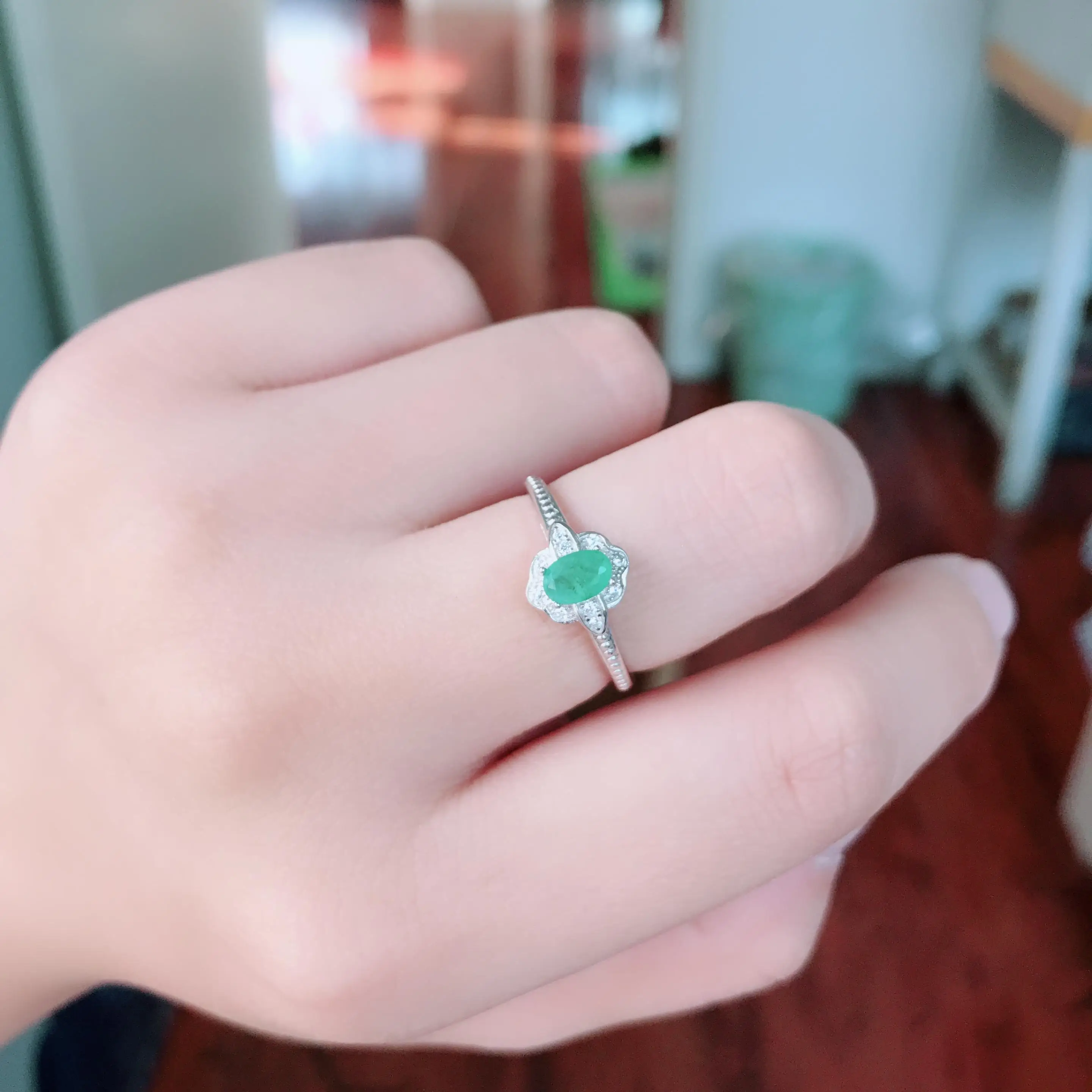 

Natural 4*6mm Colombia emerald Ring s925 sterling silver Exquisite fine Jewelry for women party Natural green gemstone