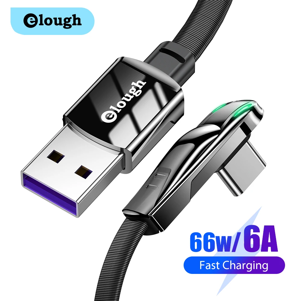 Кабель Elough 6A USB Type C для Huawei P40 Pro Mate 40 Honor, поддержка быстрой зарядки 66 Вт/40 Вт, кабель USB C для Xiaomi Mi 10 8 Redmi