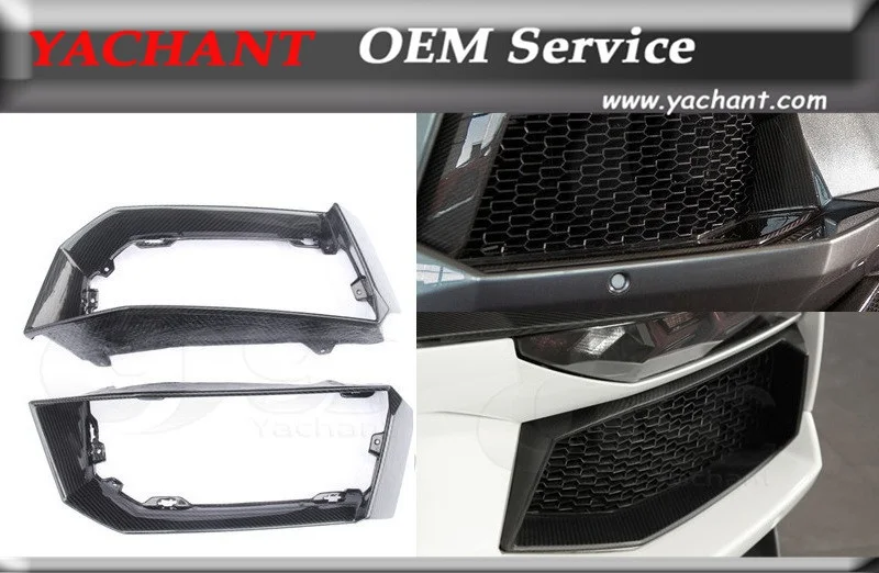 

Car-Styling Dry Carbon Fiber Air Duct Trim 2 Pcs Fit For 2011-2014 Aventador LP700 OEM Style Rear Bumper Air Intake Surround