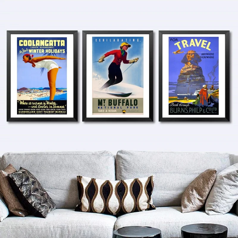 Australia Sports Holidays Ski Vintage Travel Poster