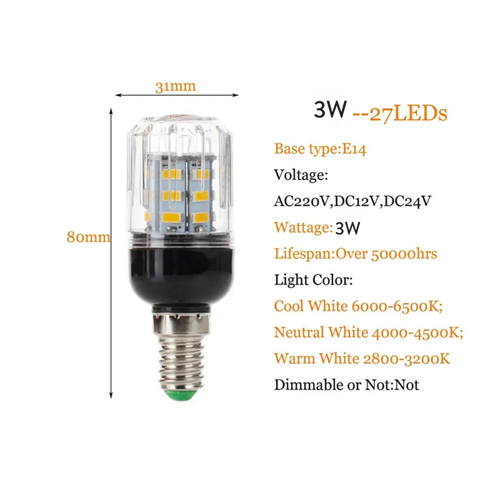 E27 e14 lâmpadas led milho 27leds 3w smd5730 e12 e26 lâmpada led 110v 220v 12v 24v luz branca fria/quente/neutra para decoração de casa