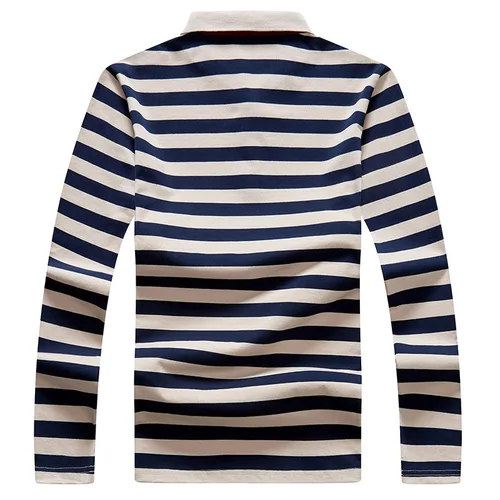 Imagen 2 del producto Polo a rayas de algodón para hombre, camisa de manga larga con bordado cálido, informal, a la moda, novedad de primavera y otoño, 2021, novedad de 2021