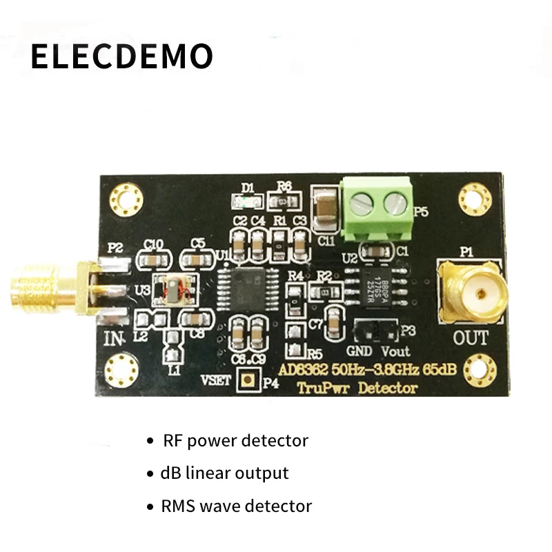 AD8362 Module 3.8GHZ RF Radio Frequency Detector Power Detection RMS detector Linear dB output Function demo board