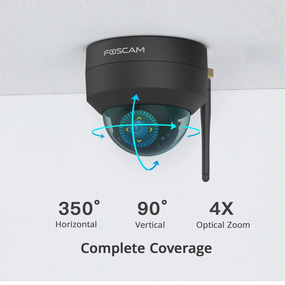 Imagem -06 - Foscam-câmera Preta D4z 4mp Pan Tilt Banda Dupla Wi-fi Detecção Humana Zoom Óptico 4x Suporta Cartão Micro sd de 256g