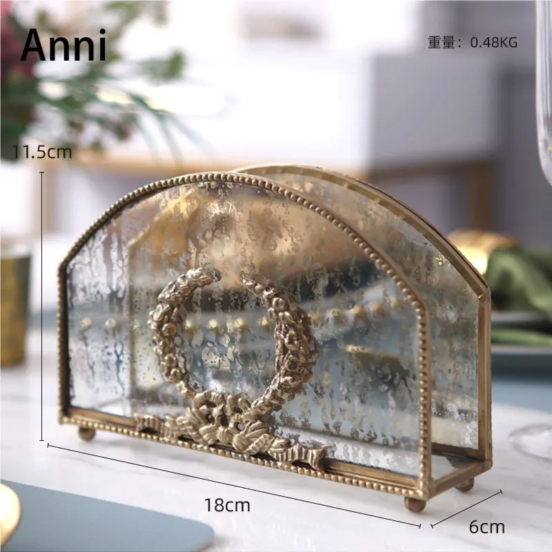 Imagem -06 - Europeu do Vintage Suporte de Toalha de Papel Criatividade Esculpida Bronze Vidro Guardanapo Titular Mesa Jantar Ornamento Decorativo Decoração para Casa