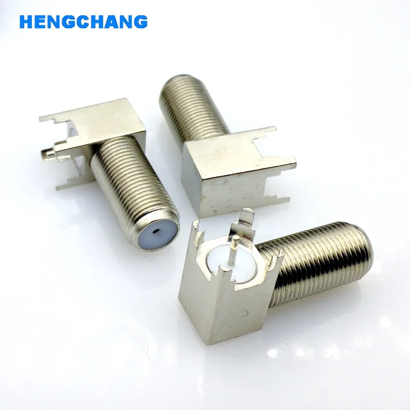 F Fype Connector PCB Panel Mount Right Angle Solder PCB Mount Coaxial Radio Connector For CATV Satellite TV 10Pcs/Lot