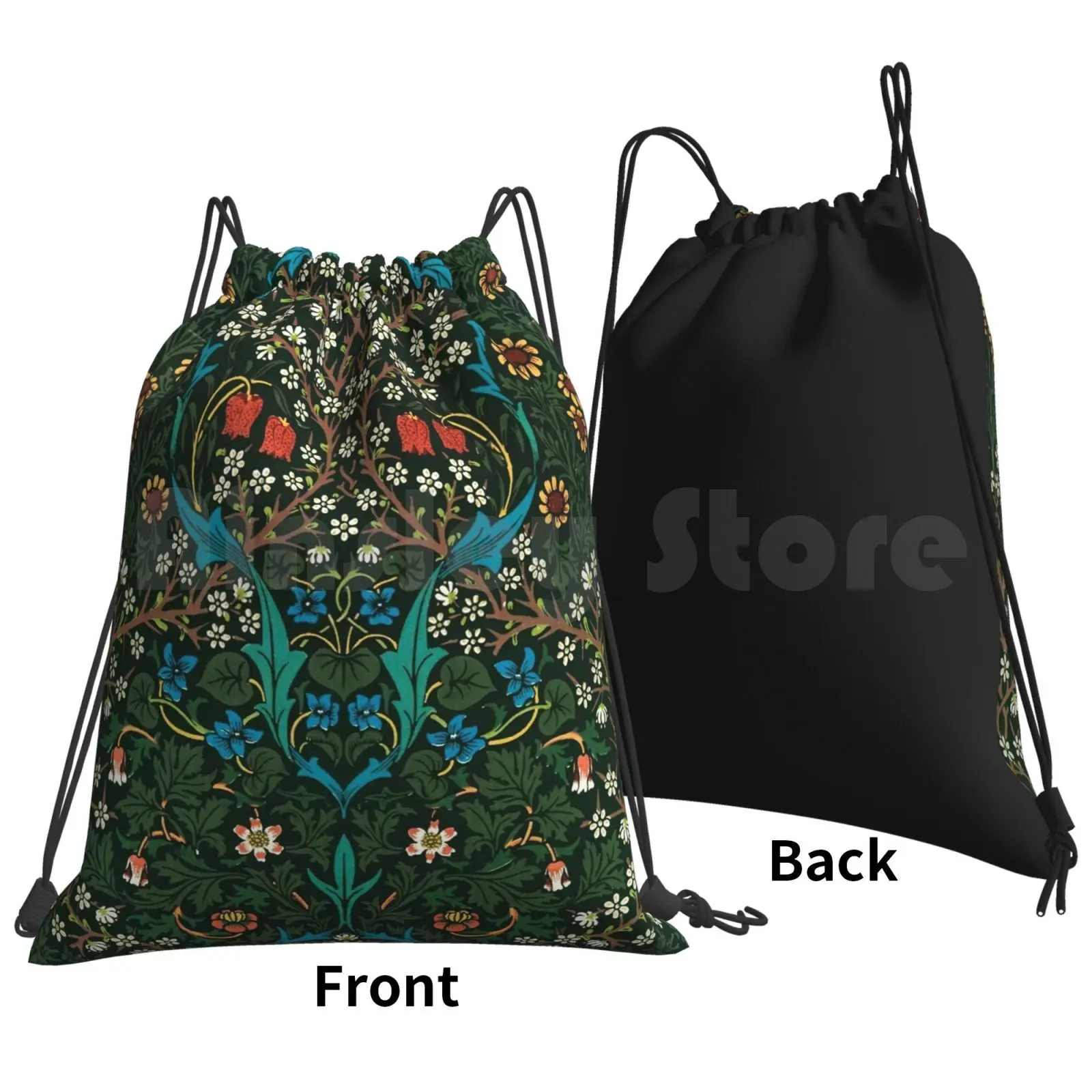 Blackthorn By William Morris , 1892 Backpack Drawstring Bag Riding Climbing Gym Bag  William Morris William Morris William