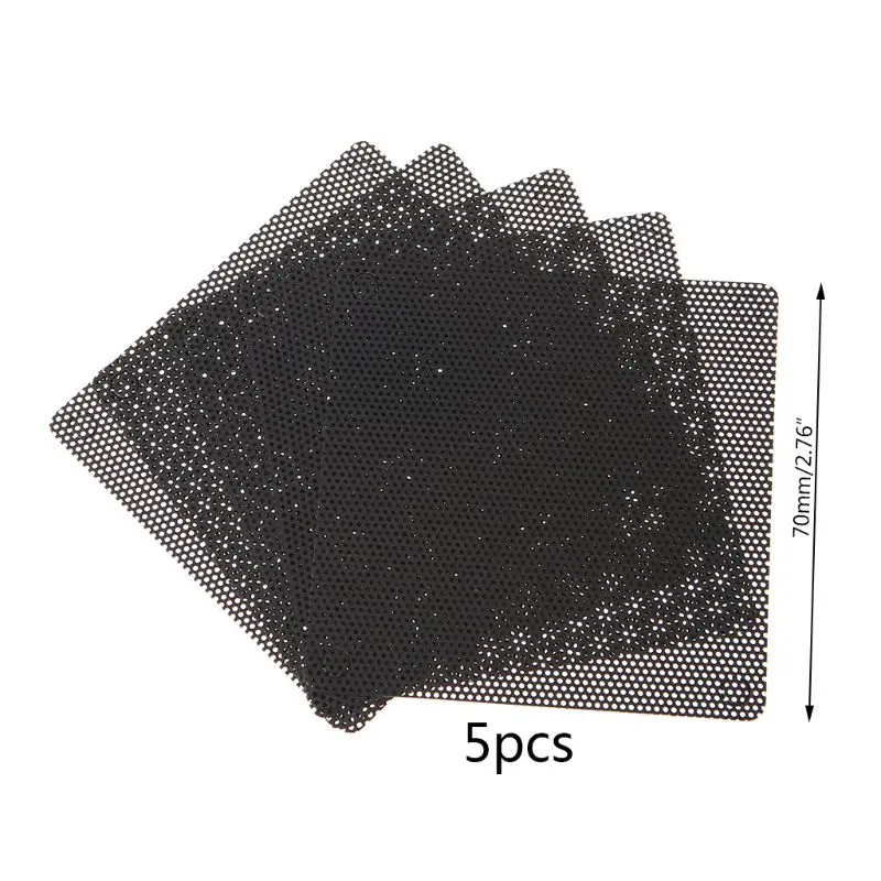 5PCS PVC Fan Dust Filter PC Dustproof Case Cuttable Computer Mesh Cover 40mm 50mm 60mm 70mm 80mm 90mm 140mm Mesh Black