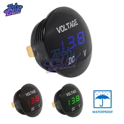 DC 5V-48V 3 Bits Digital Voltmeter Round Waterproof LED Panel Mini Digital Volt Voltage Meter Tester Monitor Display  For Car