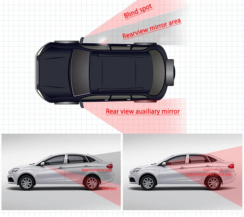 Espejo de cristal HD para coche, ángulo de visión de ángulo amplio ajustable