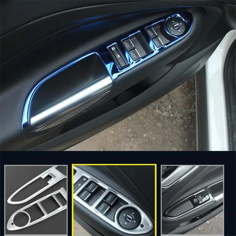 4pcs/set Stainless steel Car accessories Interior Door armrest handle panel decoration Sticker For Ford ESCAPE KUGA 2013-2019