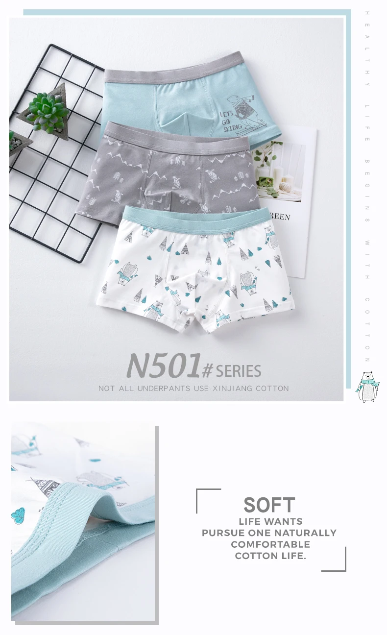3Pcs Hohe Qualität Jungen Unterwäsche Cartoon Bären Shorts Weiche Baumwolle Unterhose Kinder Teenager Gestreiften Höschen Für Kinder 4-15Y – Detail 22
