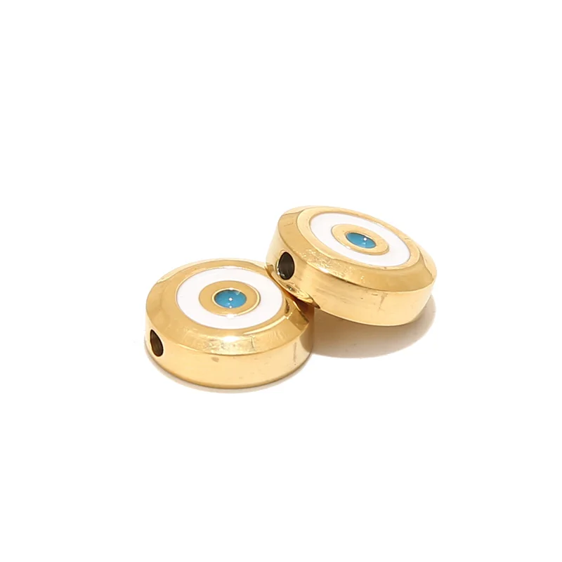 5PCS Stainless Steel Enamel Big Hole Round Beads Charm Pendants for DIY Women Necklace Bracelet 11mm