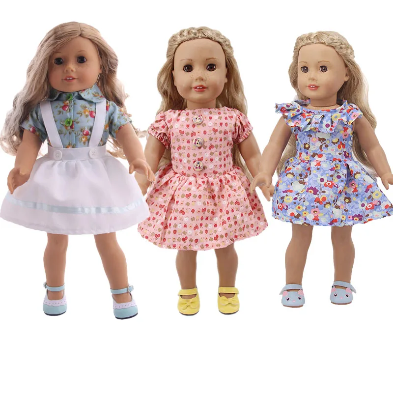 Doll Dress Small Floral Style Dress Strap Dress Cute Casual For 18 Inch American Doll Girls & 43 Cm New Born Baby,Our Generation