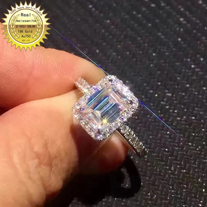 

18K goldr ring 2ct D VVS moissanite ring Engagement&Wedding Jewellery with certificate 012