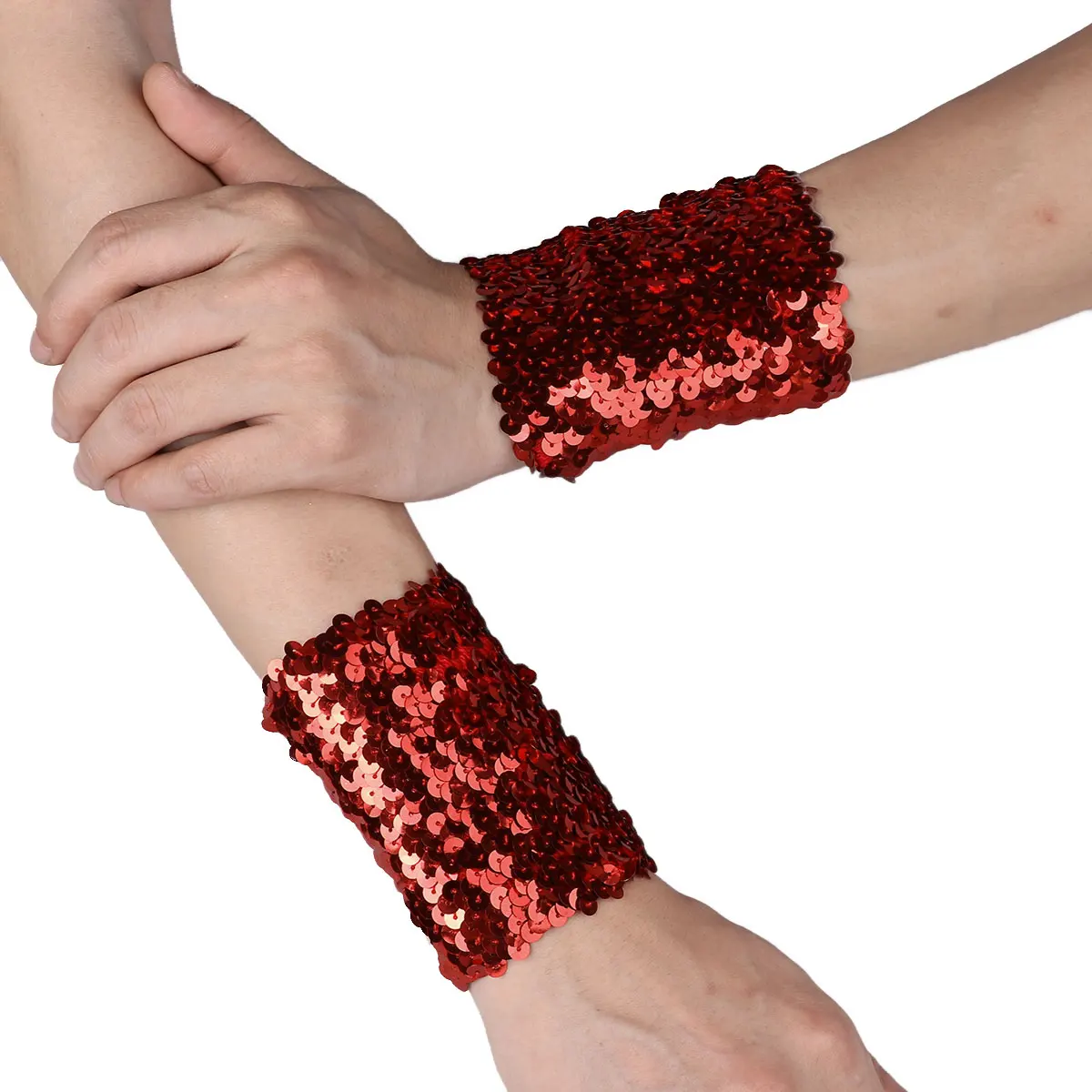 Sequin Cuffs Women Shiny Stretchy Elastic Oversleeve Arm Sleeve Party Performance Costume Accessory Girls Favors Slap Bracelet