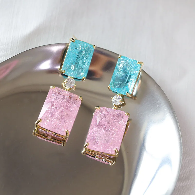 Bilincolor luxury candy color zircon drop earrings   earrings for women party or gift