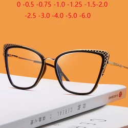 Fashion Hollowed Cat Eye Designer Minus Lens Prescription Spectacles Women TR90 Computer Myopes Lunettes 0 -0.5 -0.75 To -6.0