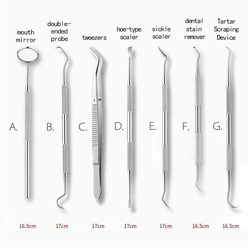 Dental Tool Set Stainless Steel Mouth Mirror Probe Tooth Care Kit Instrument Tweezer Hoe Sickle Scaler Dentist Prepare Tools