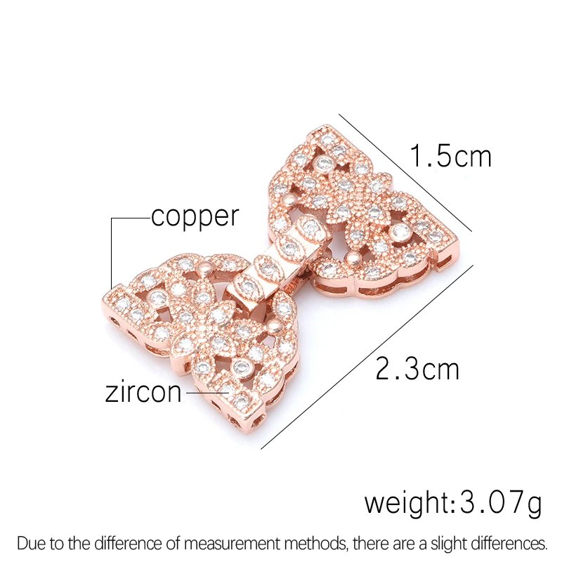 23*15mm Clasps For Jewelry Making Accessories Copper Cubic Zirconia  Clasps Buckles For DIY Pearls Necklace Bracelet