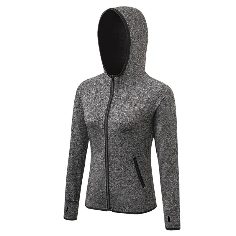 Customize LOGO Women Hoodies Zip Up Running Jacket Quick Dry Long Sleeve Sports Gym Sweatshirt Yoga Fitness Zipper Outwear Tops