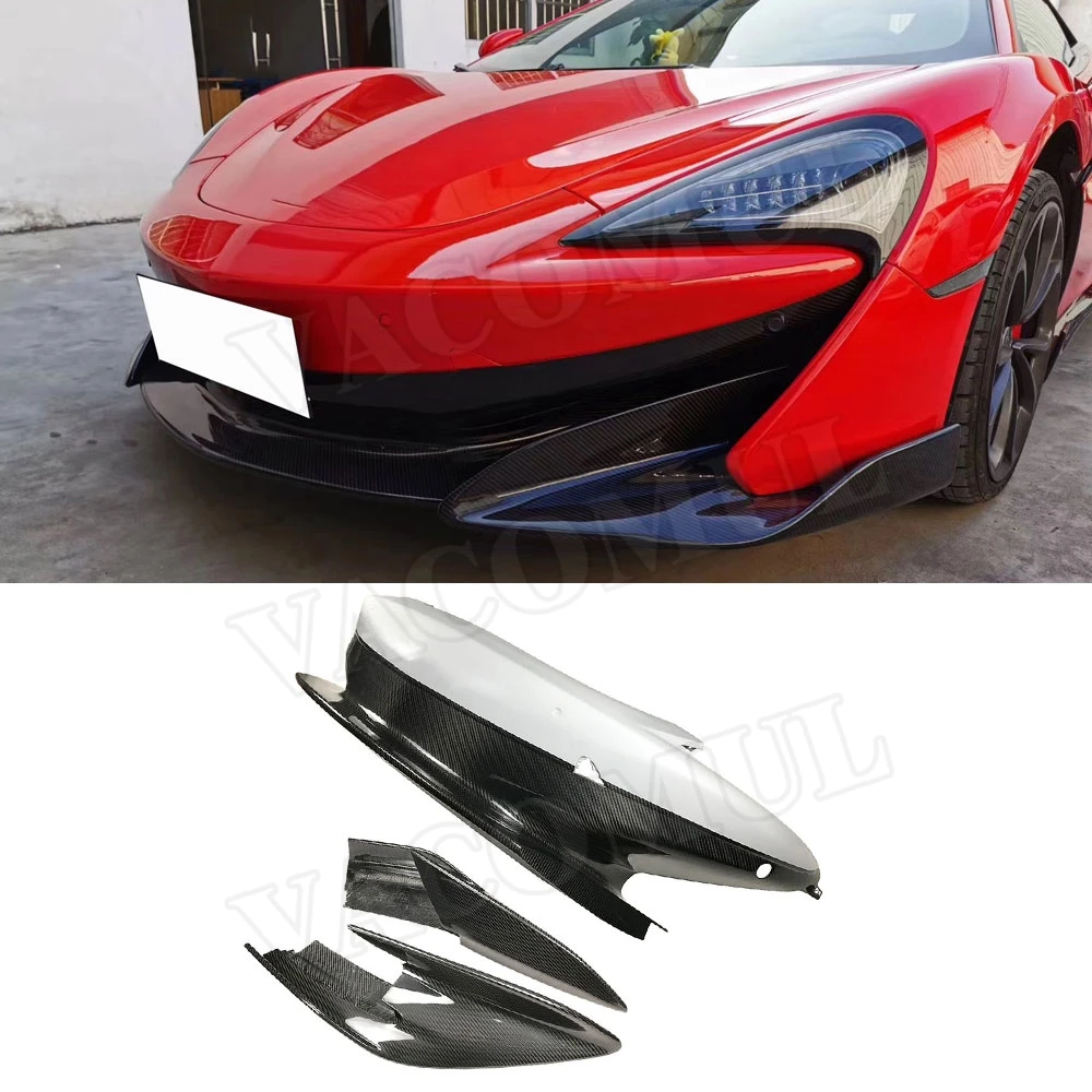 Dry Carbon Fiber Front Bumper Lip Side Splitters Spoiler For McLaren 540C 570S 570GT 600LT Style Bumper Apron